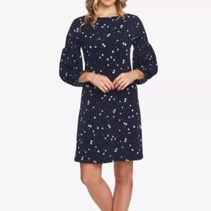 Cece Velvet Petals Women's M Floral Smocked Sleeve Shift Mini Dress